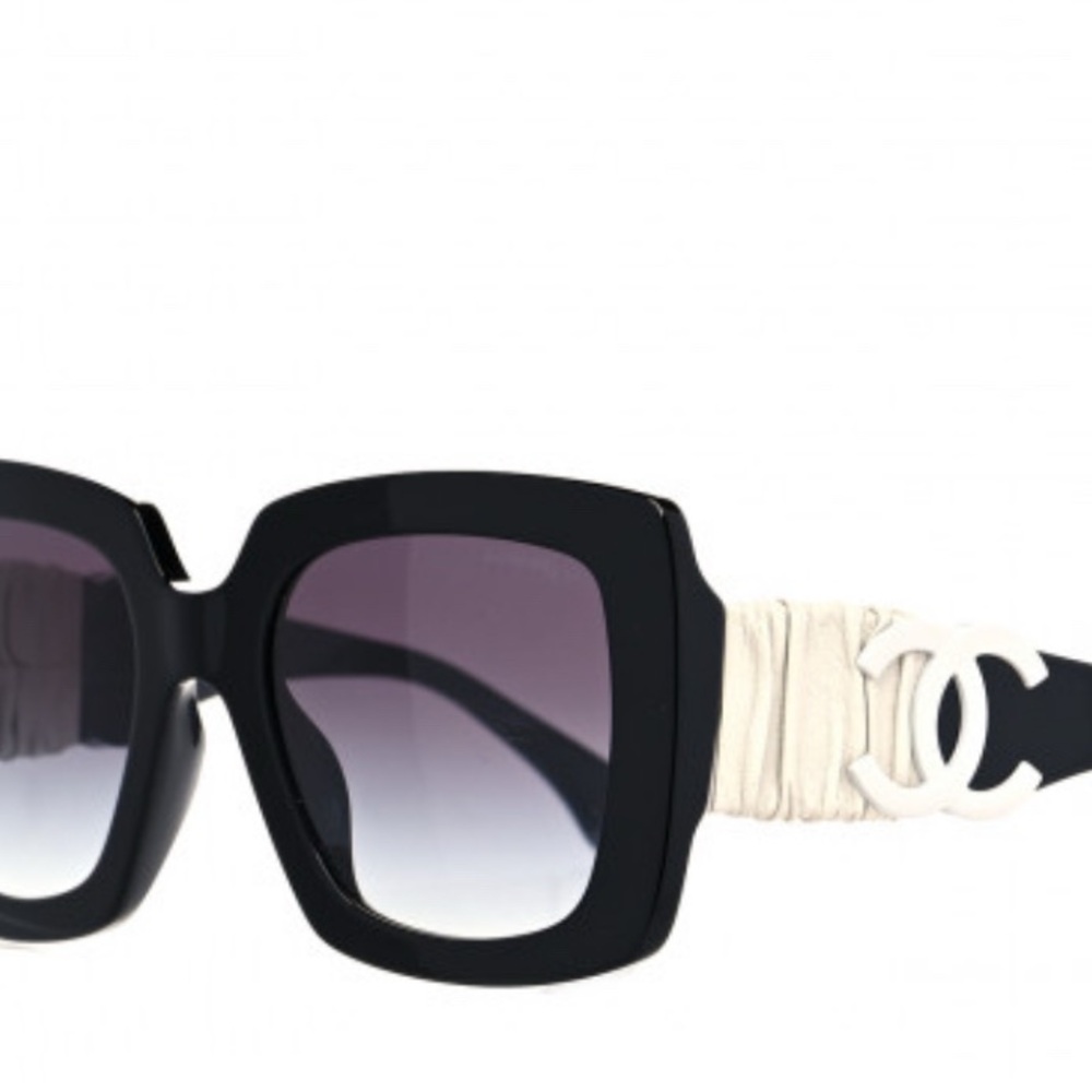 CHANEL Black and White Oversized Sunglasses
